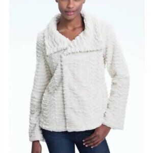 Patagonia 'Pelage' Curly Fleece Asymmetrical Jacket in Cream Size Small